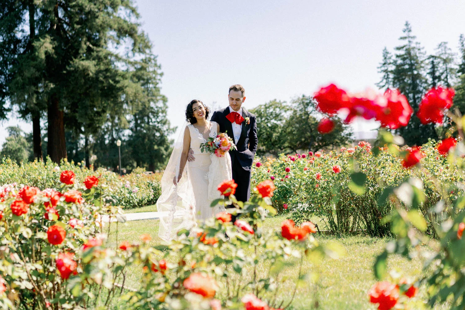 San Jose Rose Garden Wedding Couple Portrait Bride and Groom