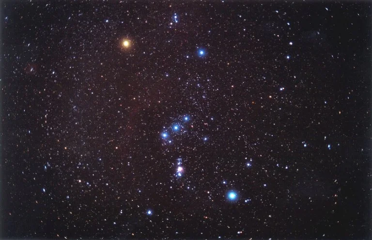 The constellation Orion. Betelgeuse is the bright, red star in the left shoulder of the great hunter.
