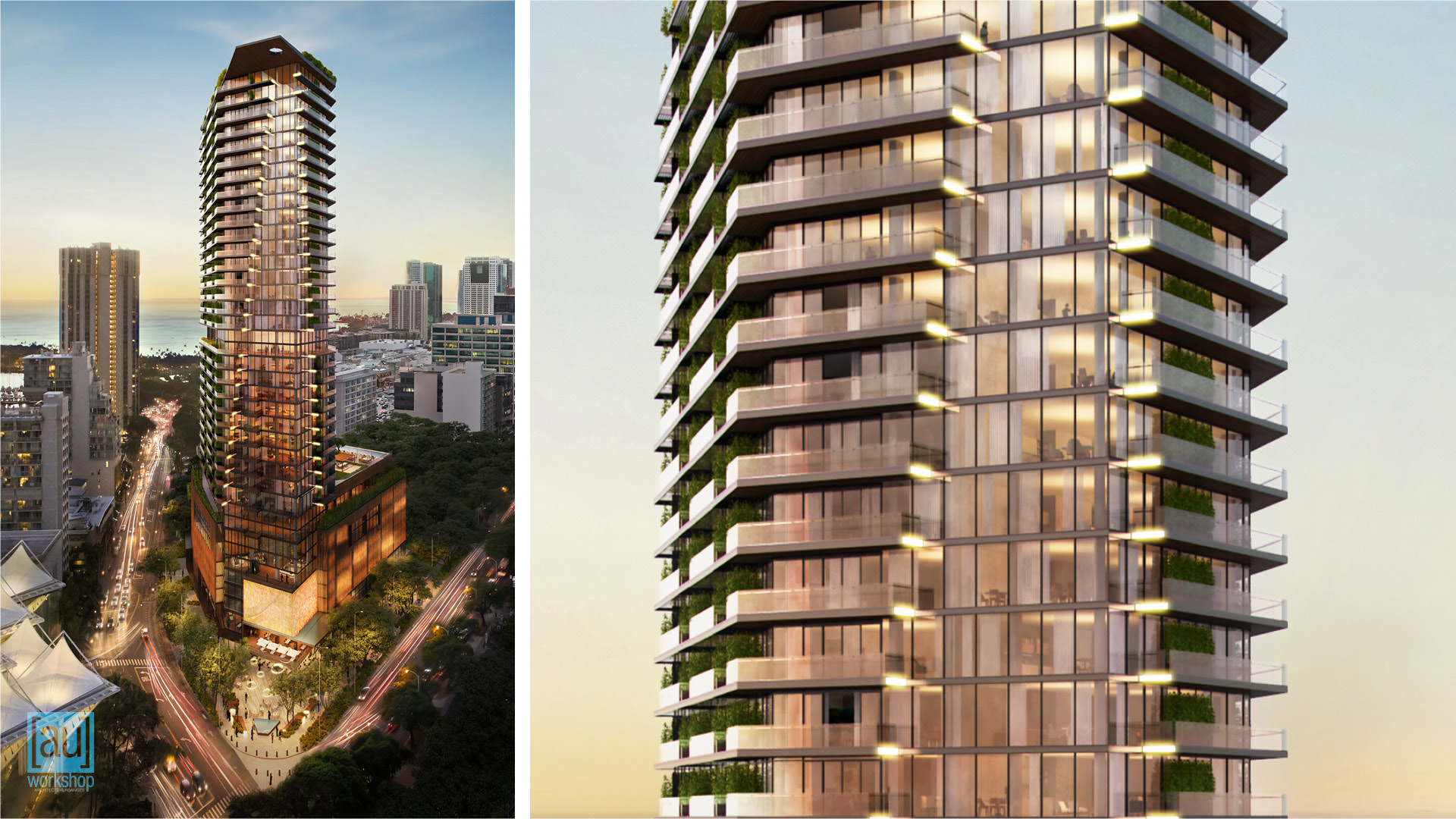 View of Tower from Above Kapiolani Boulevard