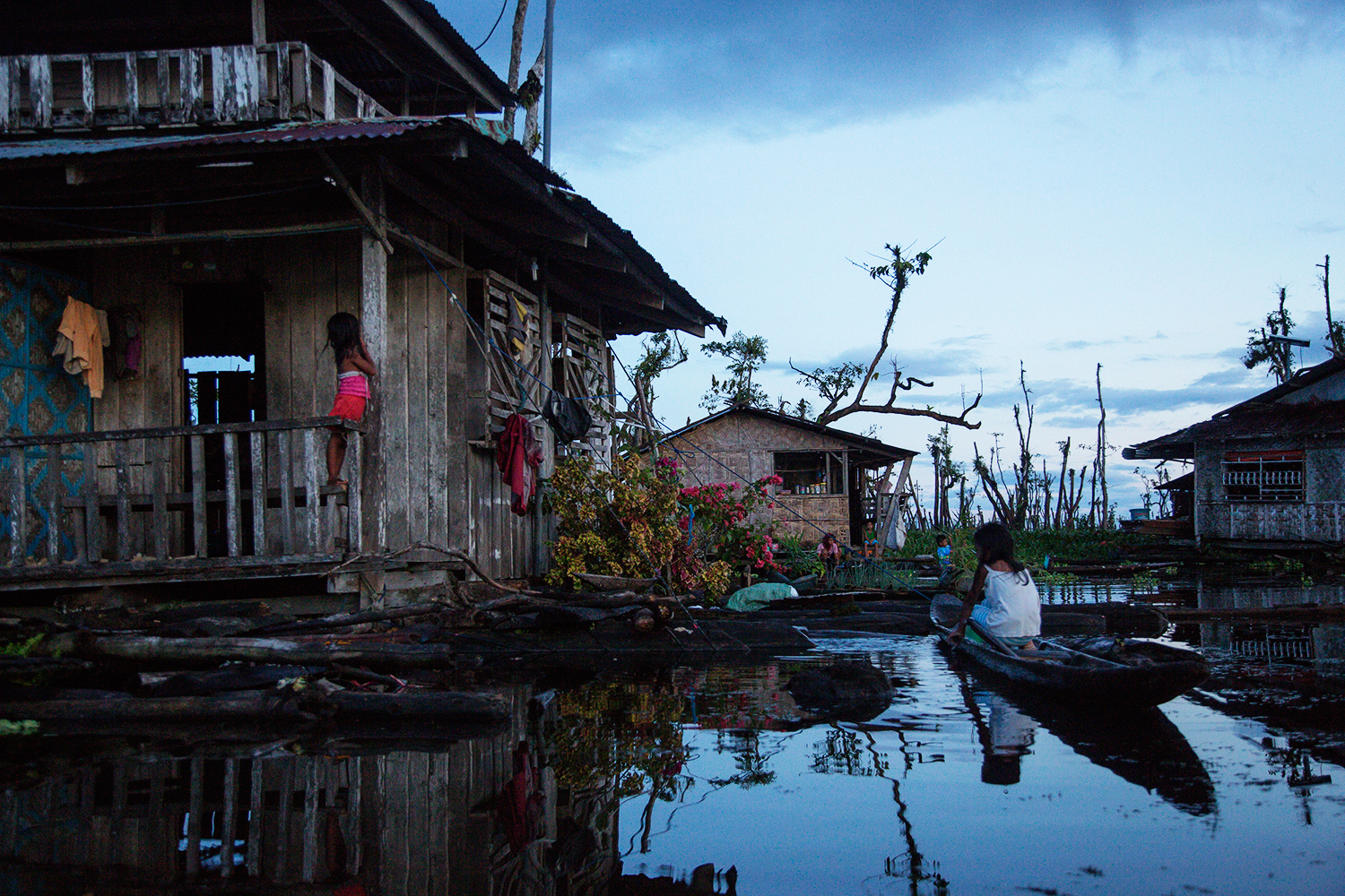  The sun sets in the Monobo floating village in Agusan Marsh in Mindanao, the Philippines.&nbsp; 