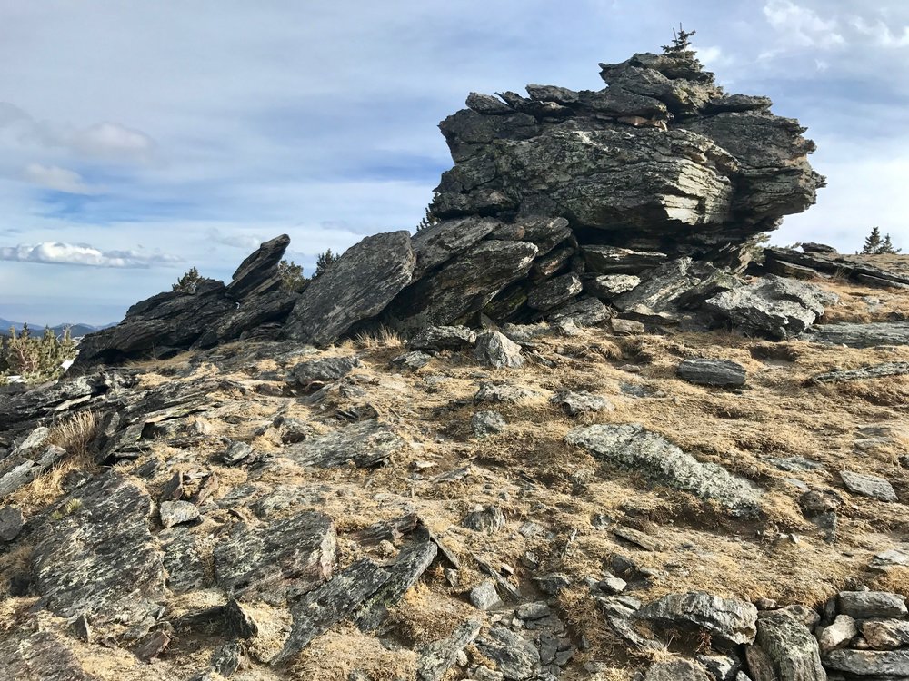  One of the unique rock outcrops approaching the summit. 