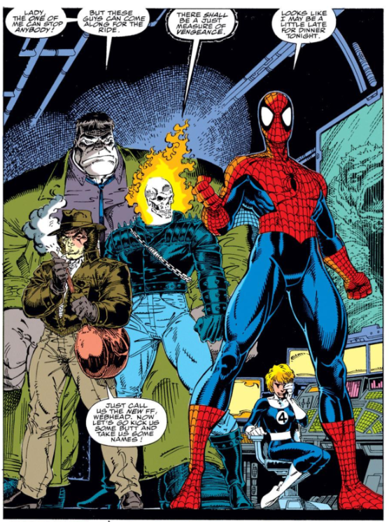 Spider-Man, Hulk, Ghost Rider, Wolverine