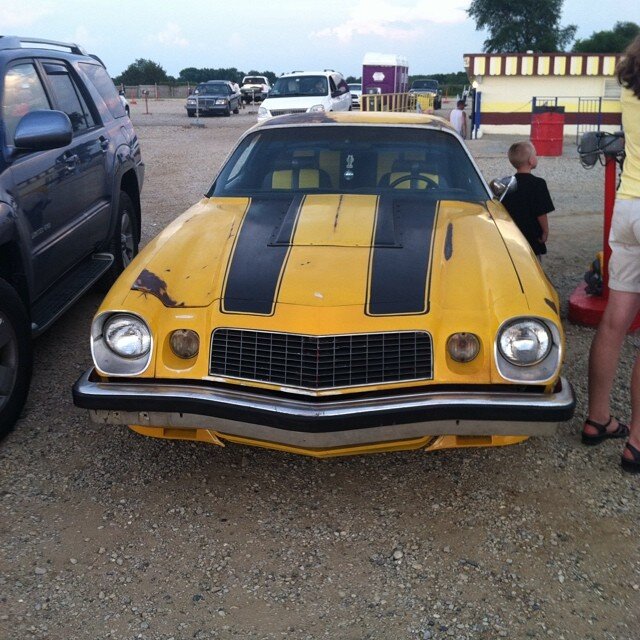 Watching #transformers4 at McHenry Outdoor Theater with the original #Bumblebee. Thanks Volo Auto Museum!