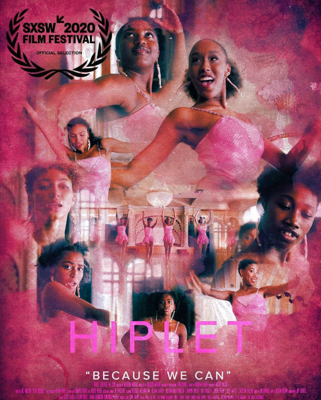 Poster for Hiplet: Because We Can short film documentary by  Addison Wright featuring black female ballerinas in pink outfits