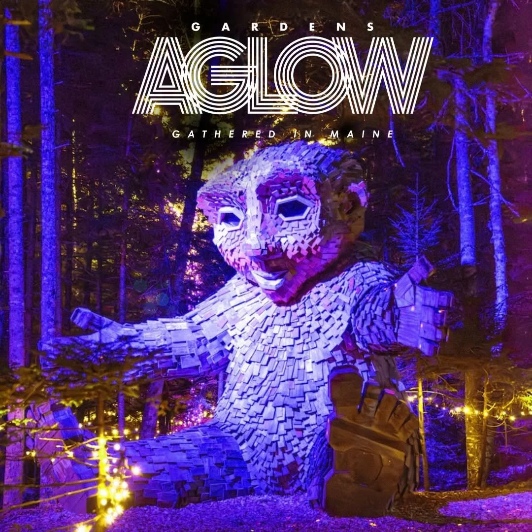 Gardens Aglow troll lit up for the event at Coastal Maine Botanical Gardens