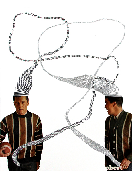 Two Hand Touch, 2014 found images and pen 14”x17”