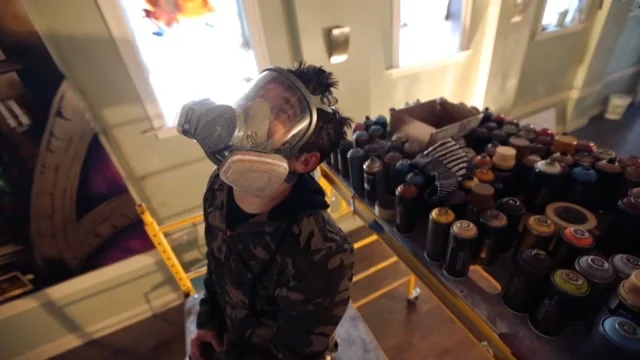 Spray-paint artist Paco Rosic adorns restaurant ceiling with Renaissance-like mural