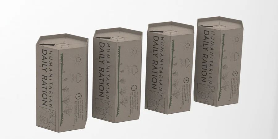 A ration pack made of seed impregnated cardboard - designed to unwrap like an orange and be used to start a garden