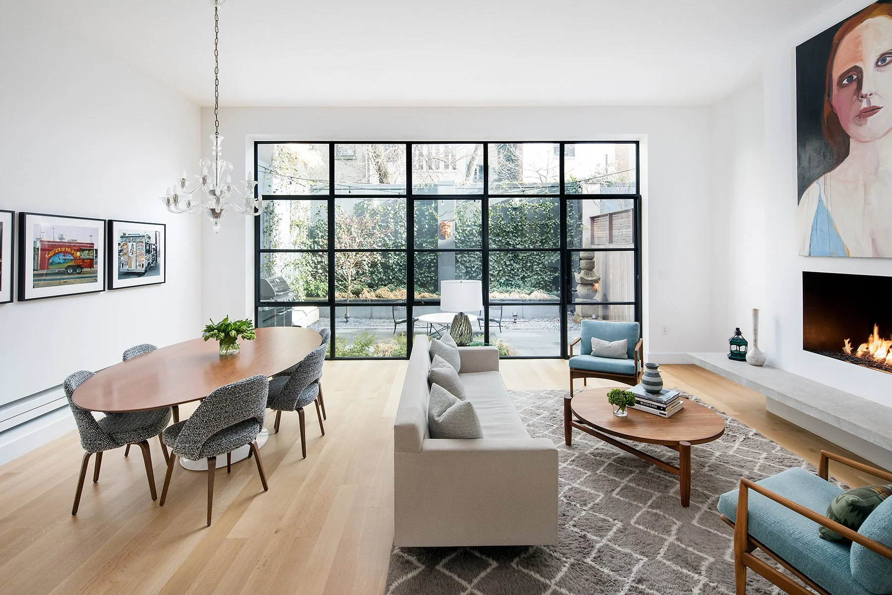 Dining Room and Living Room staging design refresh by Beth Gibson Interiors Brooklyn Heights Brooklyn
