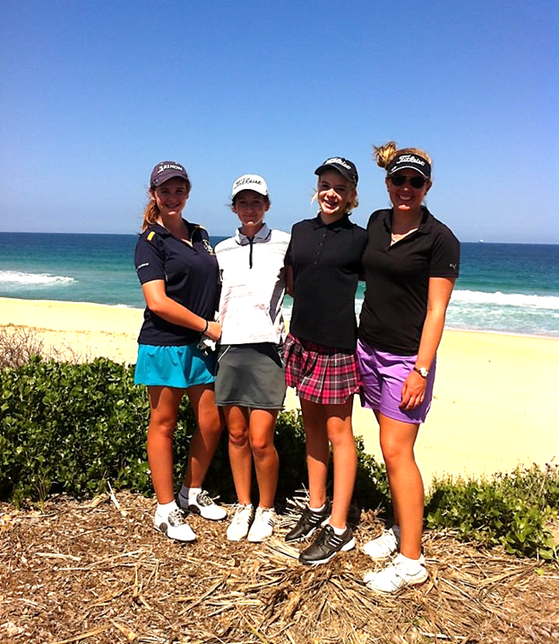CSGA junior girls by the 8th tee at Belmont Golf Course during a practice round for the 2013 Women's Lake Macquarie Amateur Championship. All low single figure markers, the girls played in an international field on the demanding 6097 metre layout (6667 yards!) .