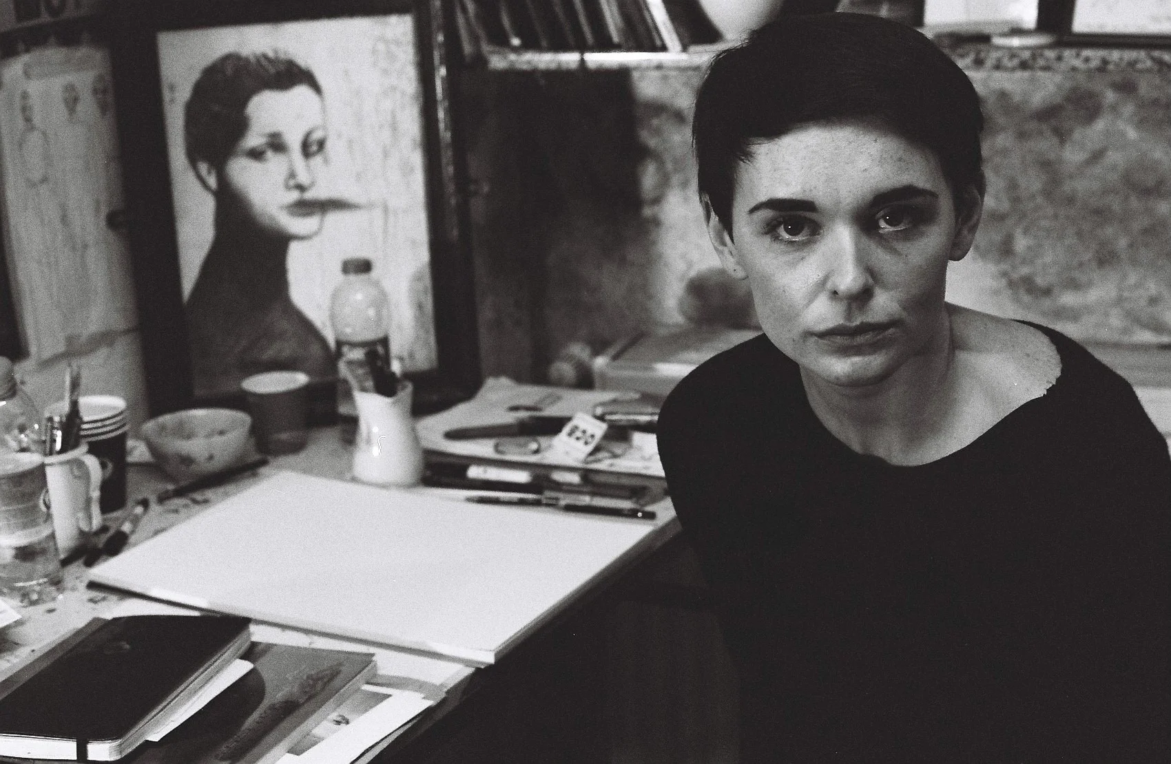 A photo of me in my old studio underground on Luebbenerstrasse in Kreuzberg 2010. Take by Eli Cornejo.
