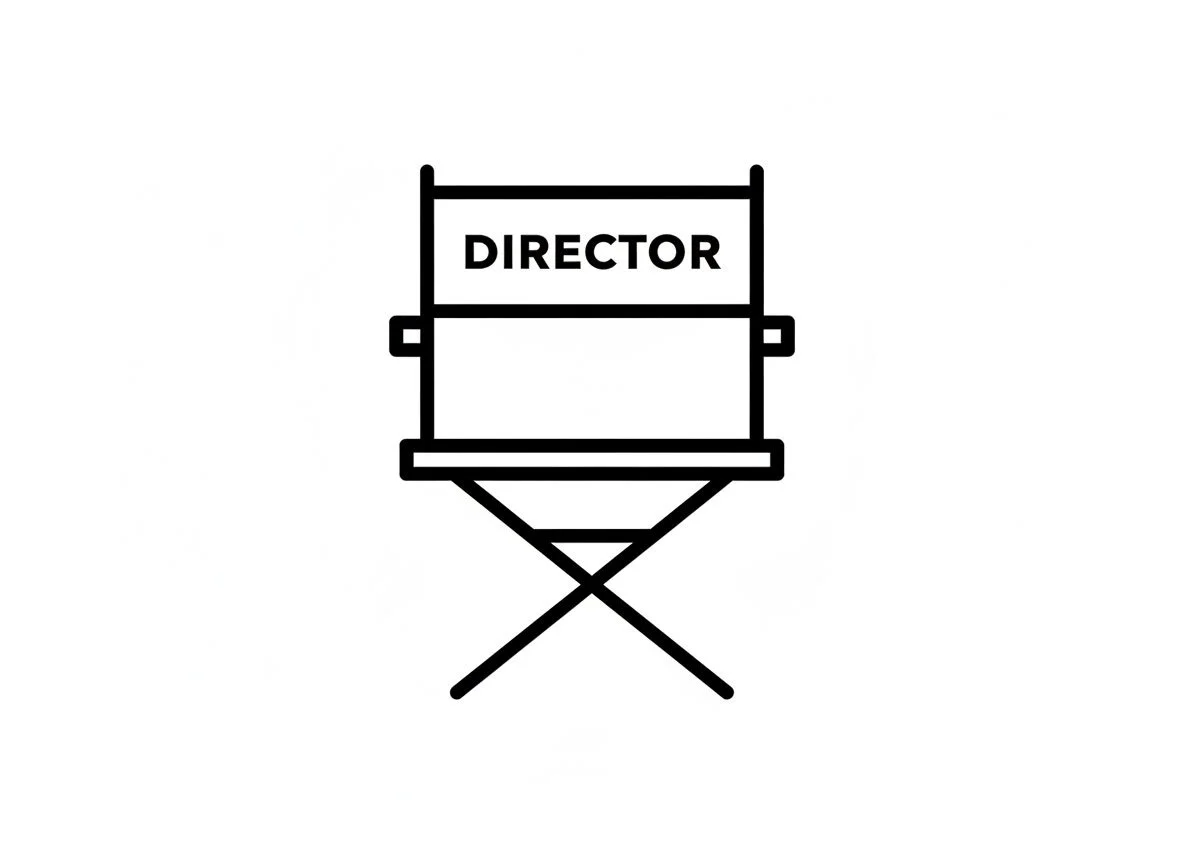 Minimalist director's chair icon representing Scott Ramsey’s bespoke corporate videography package for custom creative briefs, high-stakes interviews, and strategic video production in London.