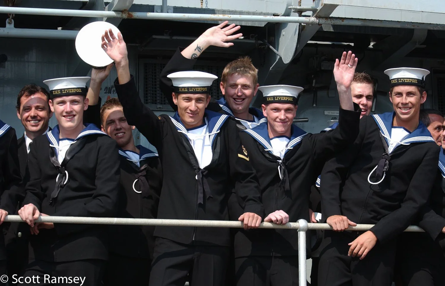 Sailors Wave on Return To Portsmouth
