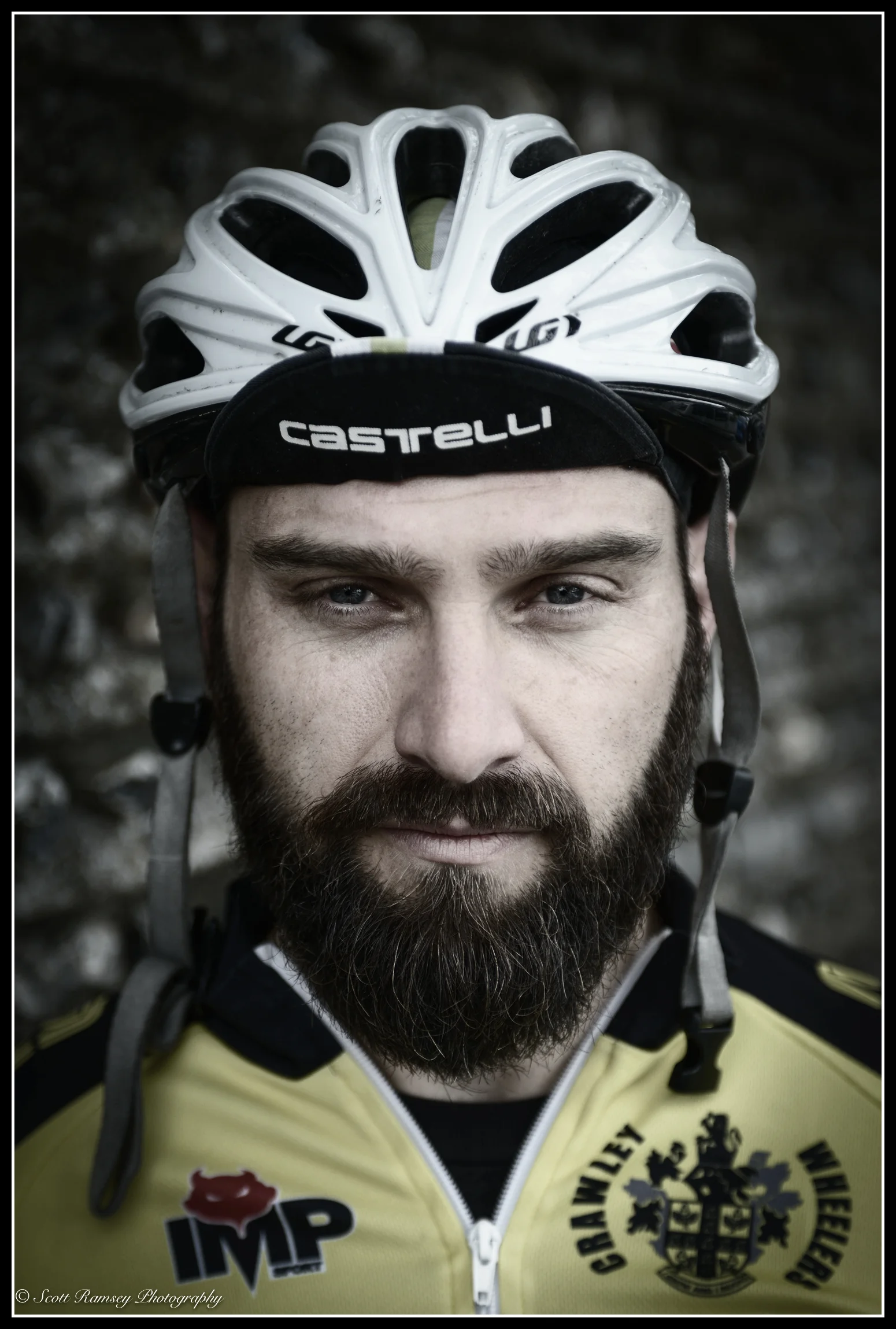 A portrait of a cyclist at Preston Park Velodrome in Brighton. © Scott Ramsey Photography