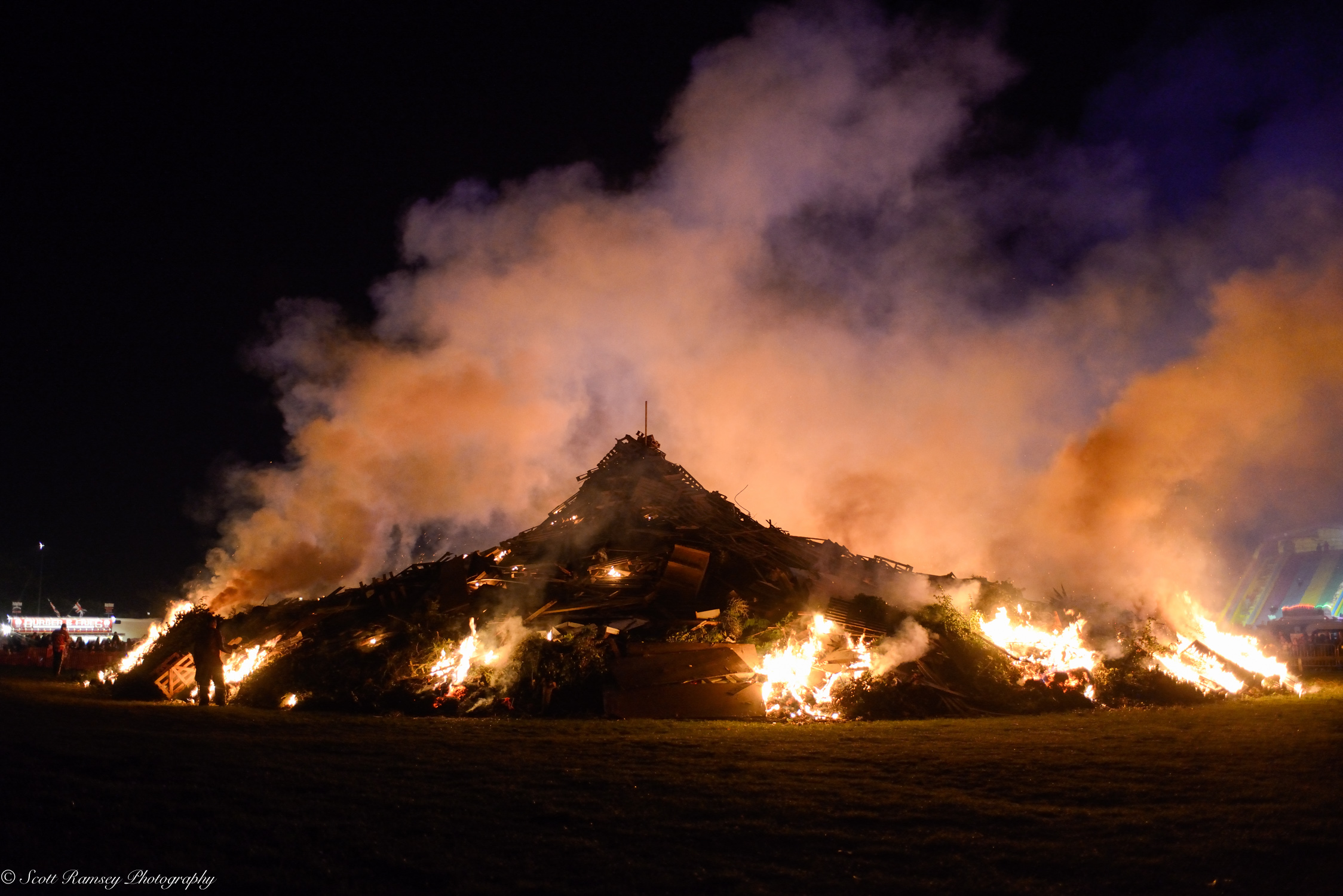 The bonfire burns