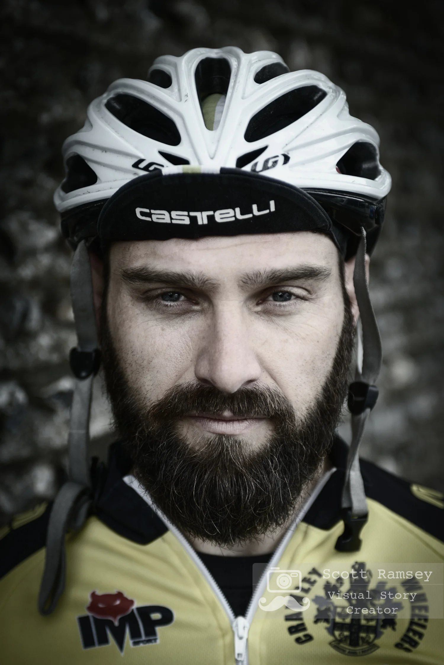 The Cyclist - A portrait of a bearded cyclist taken in Brighton, England. Photo © Scott Ramsey.