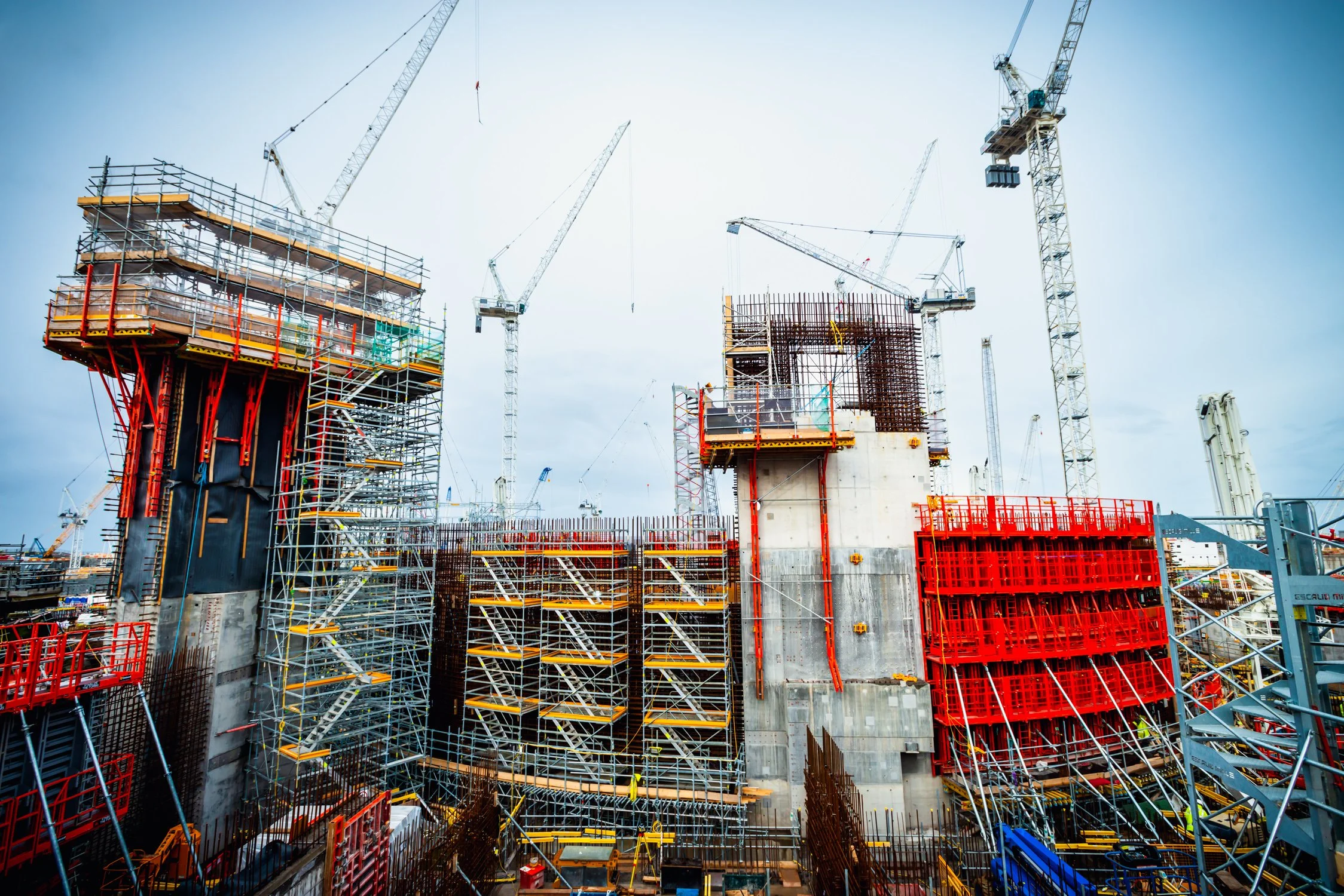 Editorial industrial photography of Hinkley Point C construction, captured by UK photographer Scott Ramsey for a leading European newspaper. Showcasing the scale of major infrastructure projects for corporate business photography and video assets.