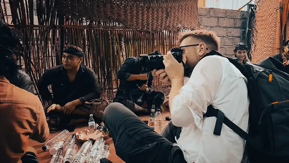 Scott Ramsey, Founder and Creative Director of the Scott Ramsey Agency, capturing documentary content on assignment in Indonesia.