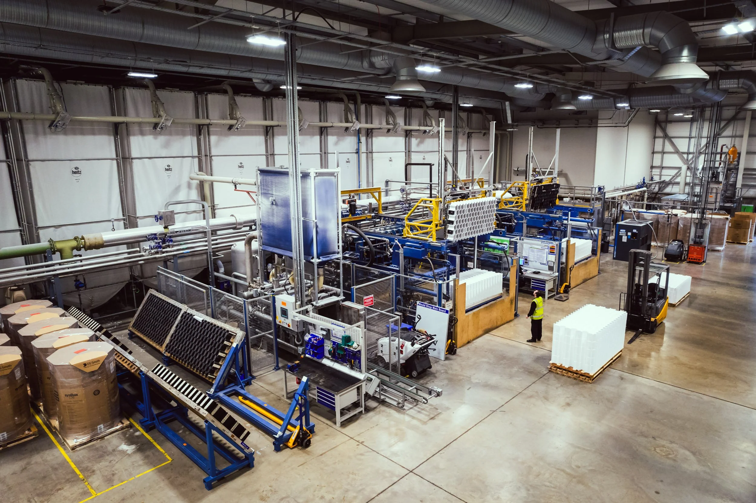 Technical indoor drone photography inside a Cordek Ltd manufacturing facility, showcasing precision flight and industrial storytelling for a national UK commercial assignment.