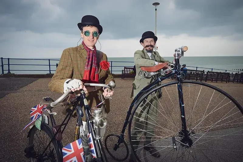 Broadsheet-style editorial PR photography of Penny Farthing riders, captured by Scott Ramsey Photography & Videography to illustrate strategic visual storytelling and national newspaper appeal.