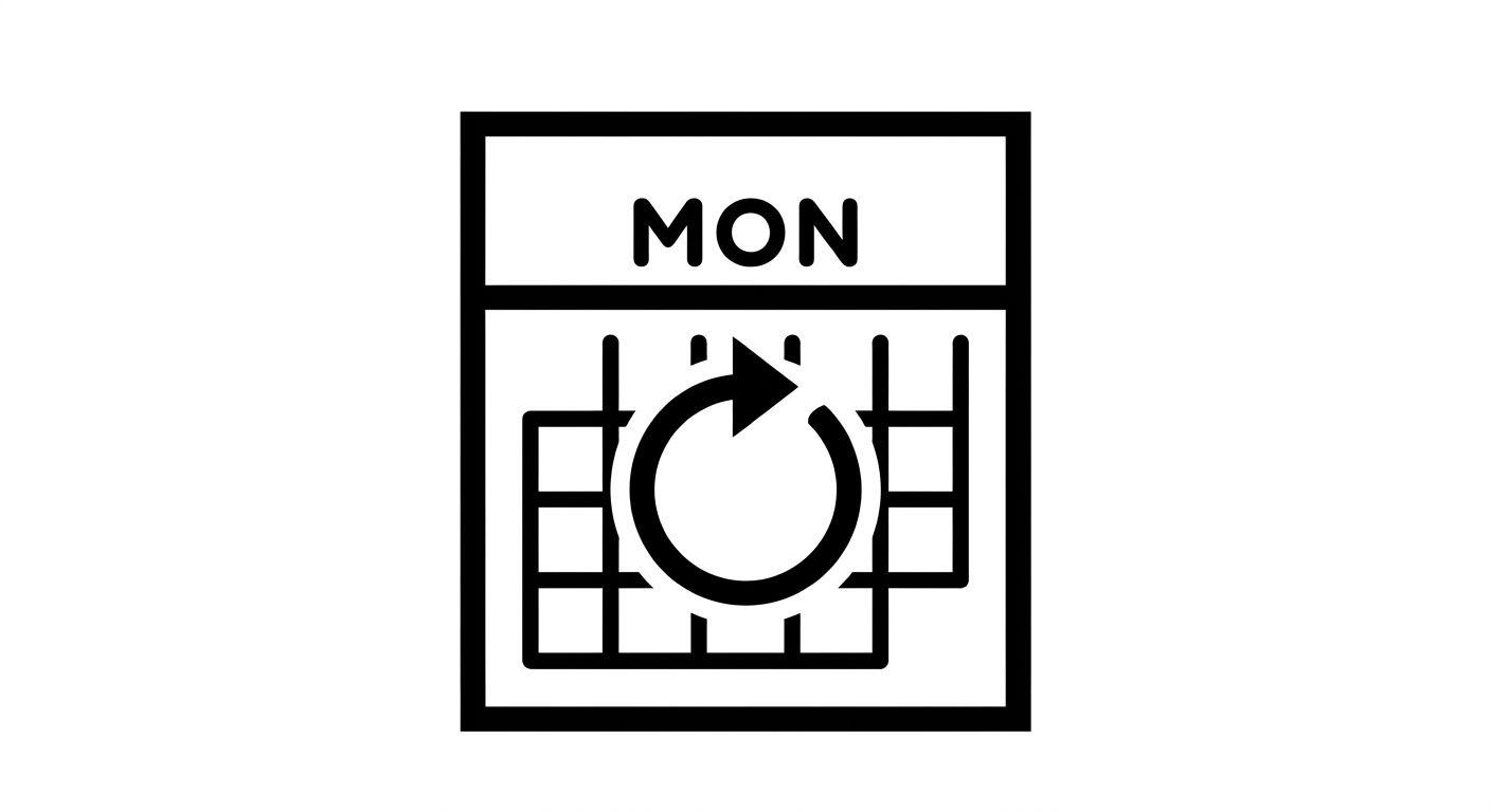 A minimalist line art icon of a calendar with a sync arrow, representing the quarterly content retainer service.