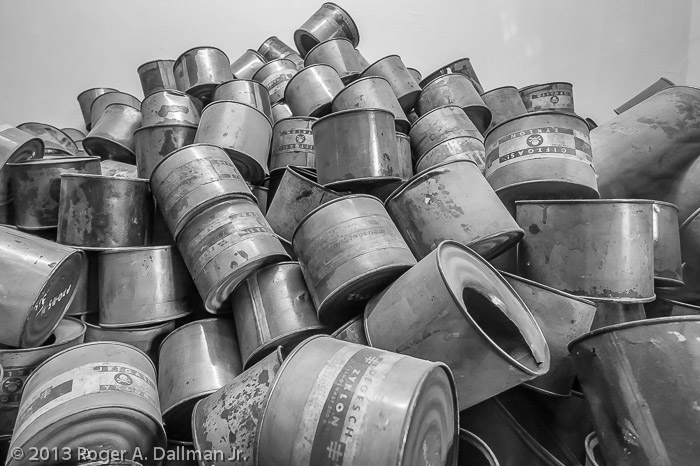 Empty canisters of Zyklon, the poison used in the gas chambers.