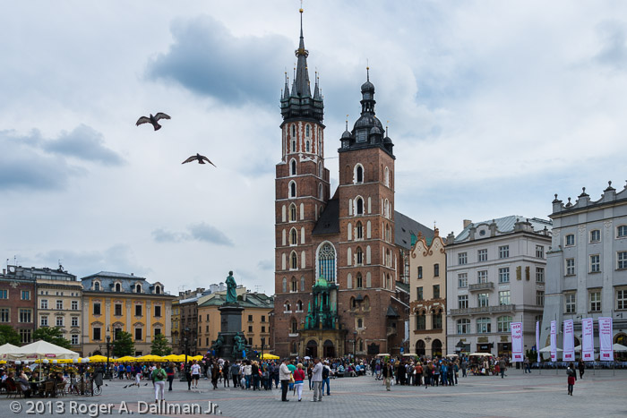 The old town center in Krakow, Poland.