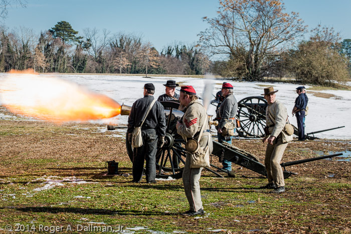 Cannon fires in Smithfield re-enactment.