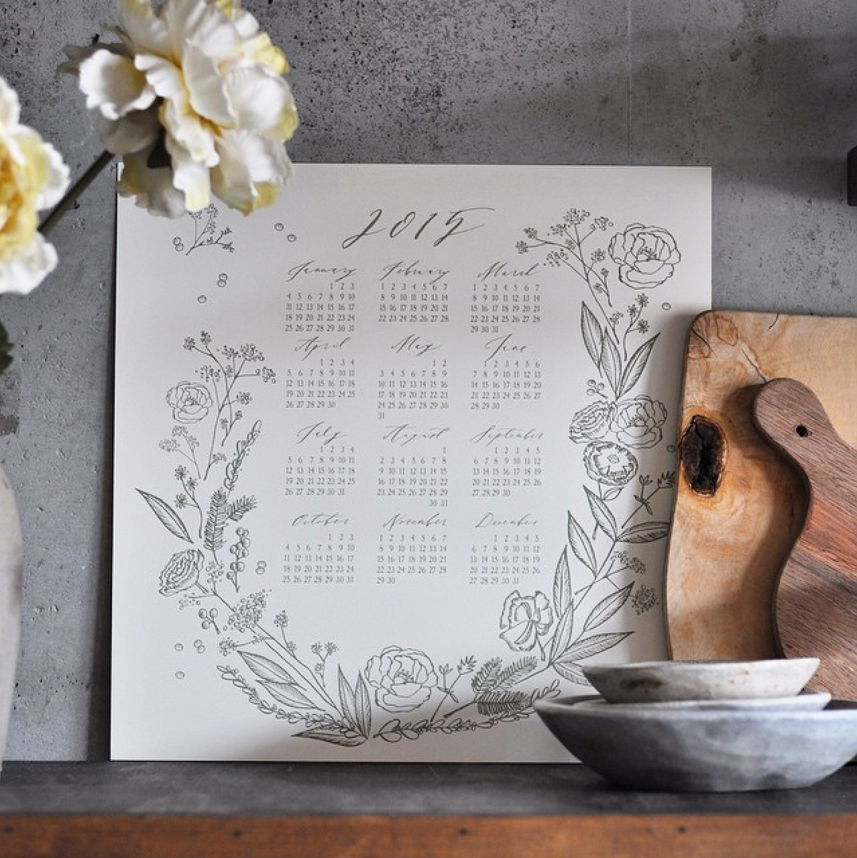 Image and letterpress calendar by Abany Bauer of Brown Linen Press