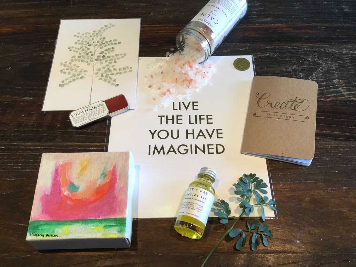 A sampling of the incredible swag along with an original painting by Hillary Butler .