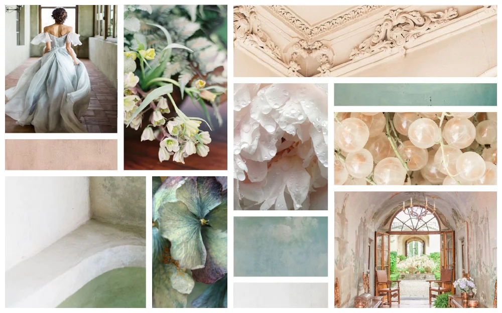 Photo credits (clockwise from top left): Rustic White Photography ; Rylee Hitchner Photography ; Hannah Forsberg ; peony image found via This Ivy House ; Marieke Verdenius ; Jeremy Chou Photography ; hydrangea image found via Celia Basto ; M.K. Sadler .