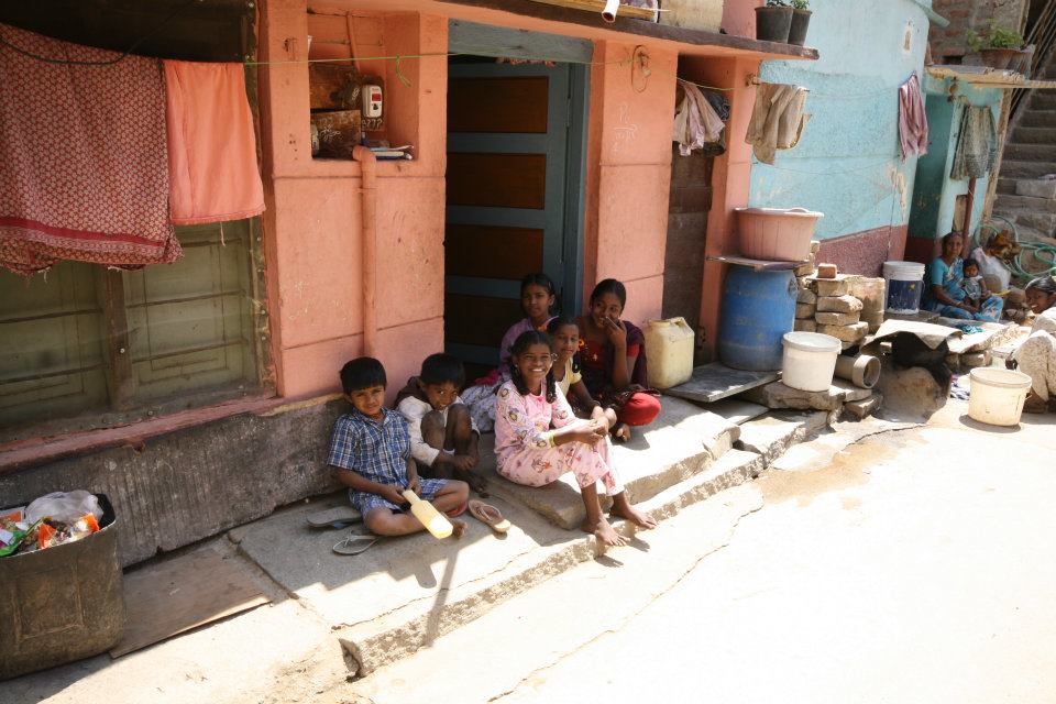 With the Organisation REDS in the Slums of Bangalore, INDIA - February 2012