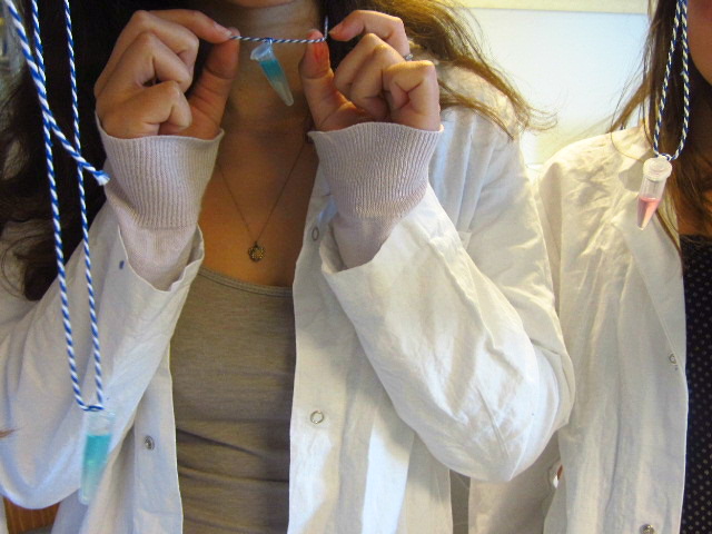 EEB2 girls showing off the final product! #DNAnecklace