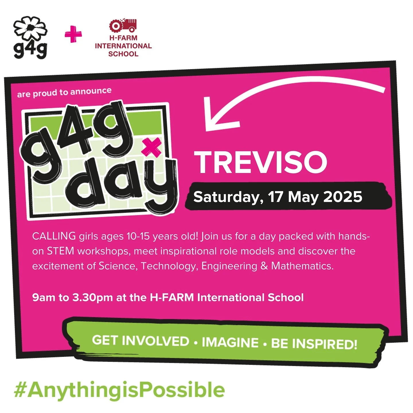 🎉 g4g Day Treviso is around the corner!

In close partnership with @hfarminternationalschool we&rsquo;re bringing a full day of STEM discovery and creativity to the heart of Treviso &mdash; and we couldn&rsquo;t be more excited.

What makes this one