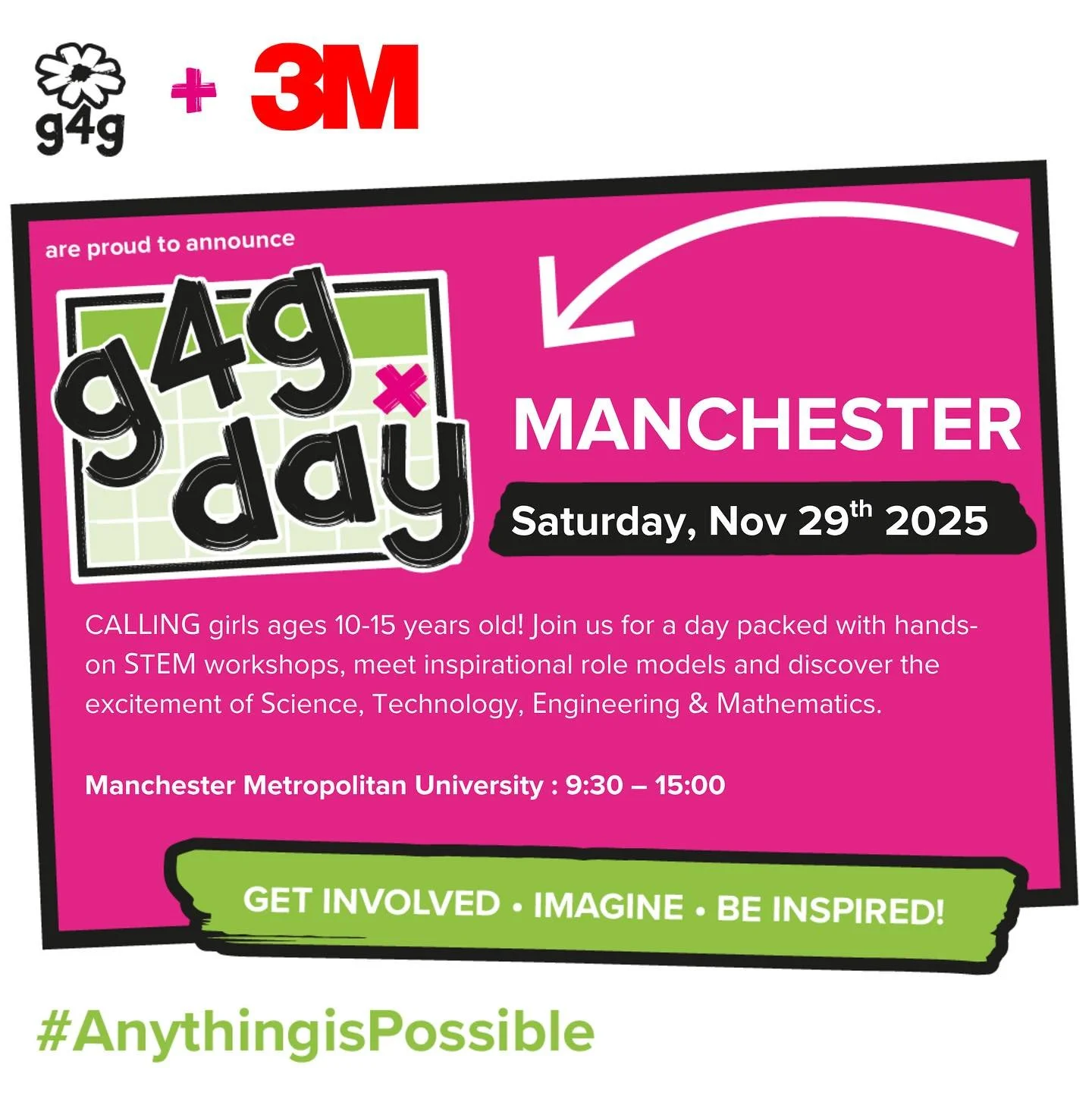 Adding our 110th new city to our list of g4g events!! Calling all girls, ages 10 to 15, in the #manchester UK area&hellip; join us for a #free event of #science fun! 

Link is in our profile and comments below.  Space is limited!