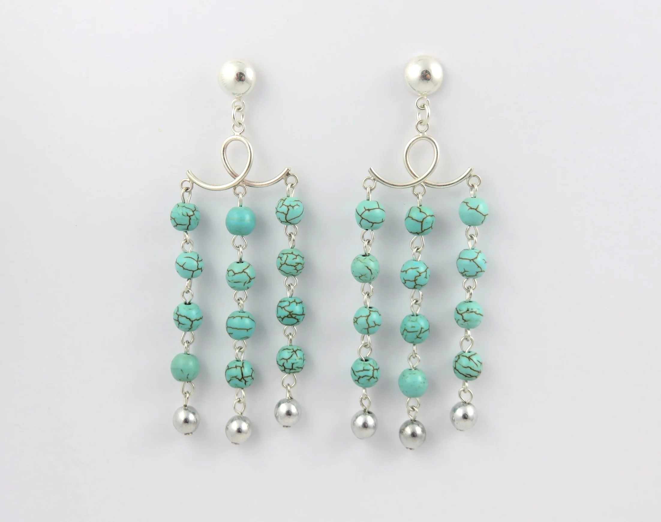 statement sterling silver turquoise magnesite chandelier earrings