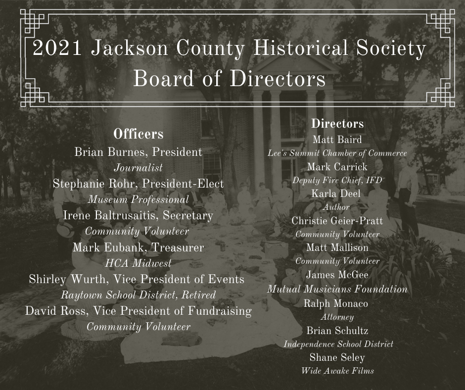Jackson County Historical Society Announces New Board of Directors for 2021