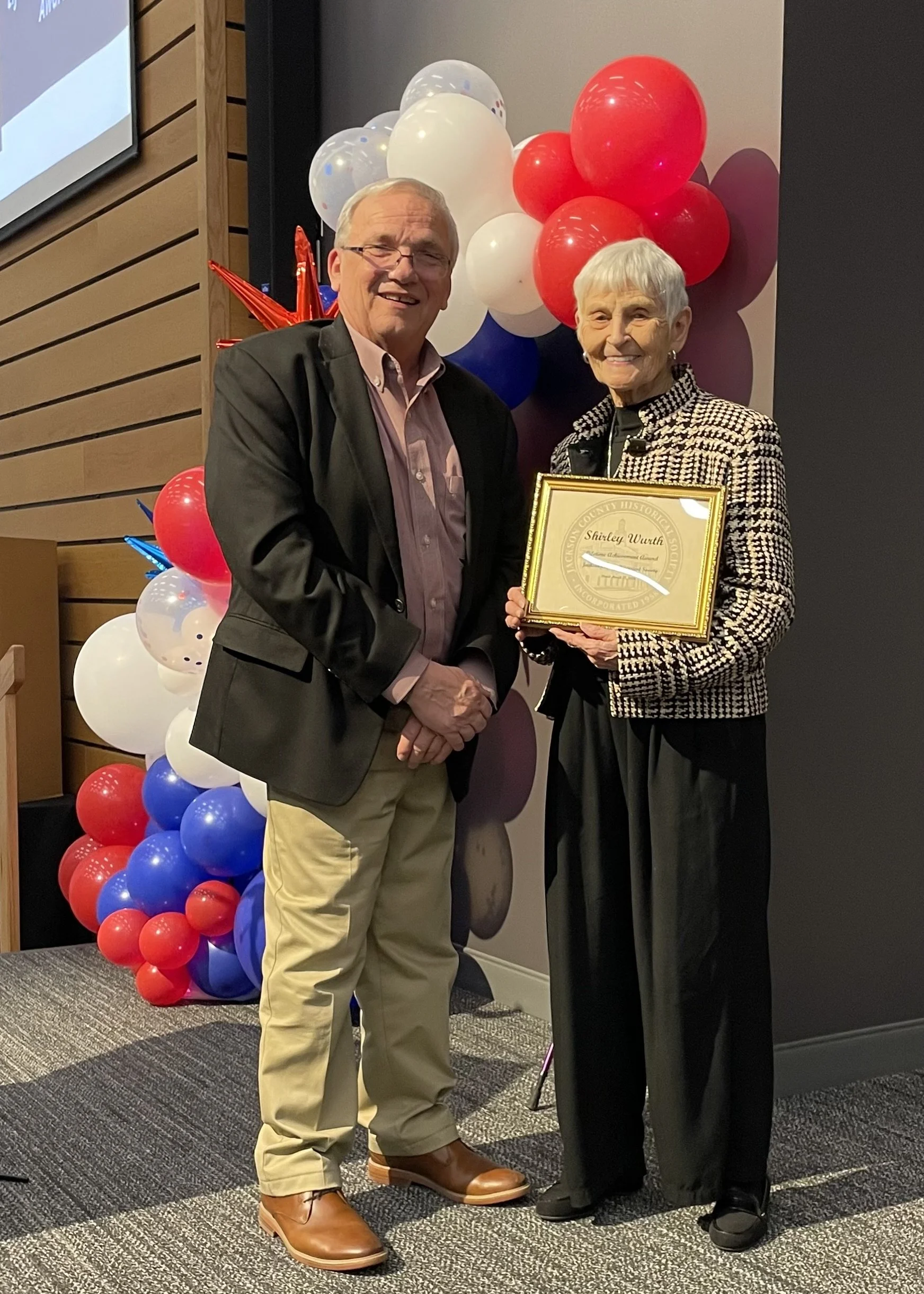 Steve Noll and Shirley Wurth, winner of the Lifetime Achievement Award.