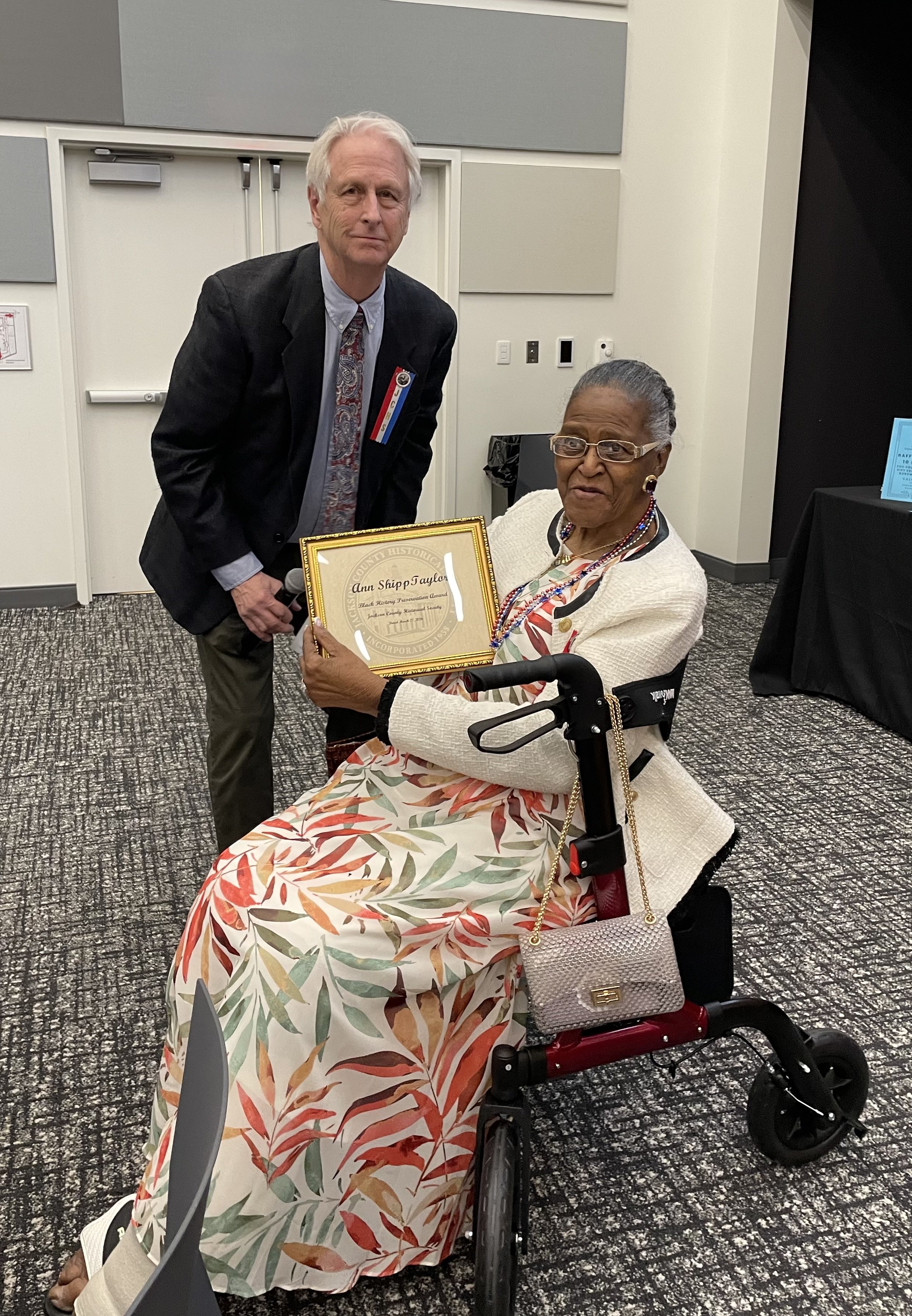 Winner of the Black History Preservation award - Ann Shipp Taylor, with Brian Burnes.
