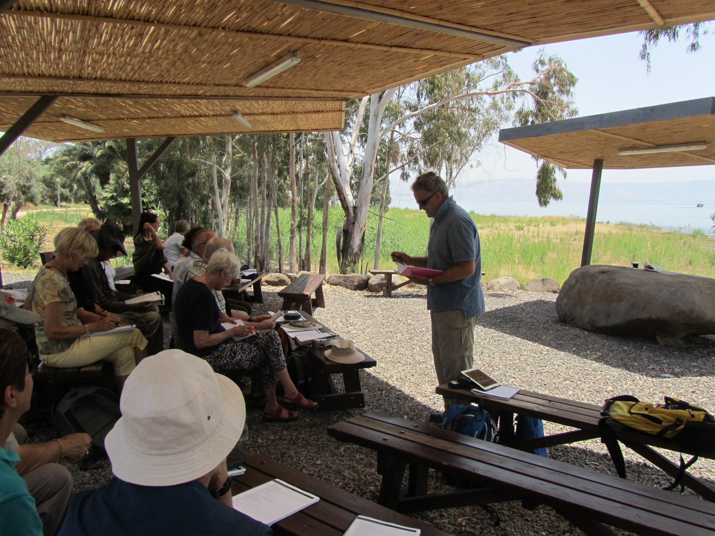 Malcolm Potts Preaching on the Shore at Tabgha