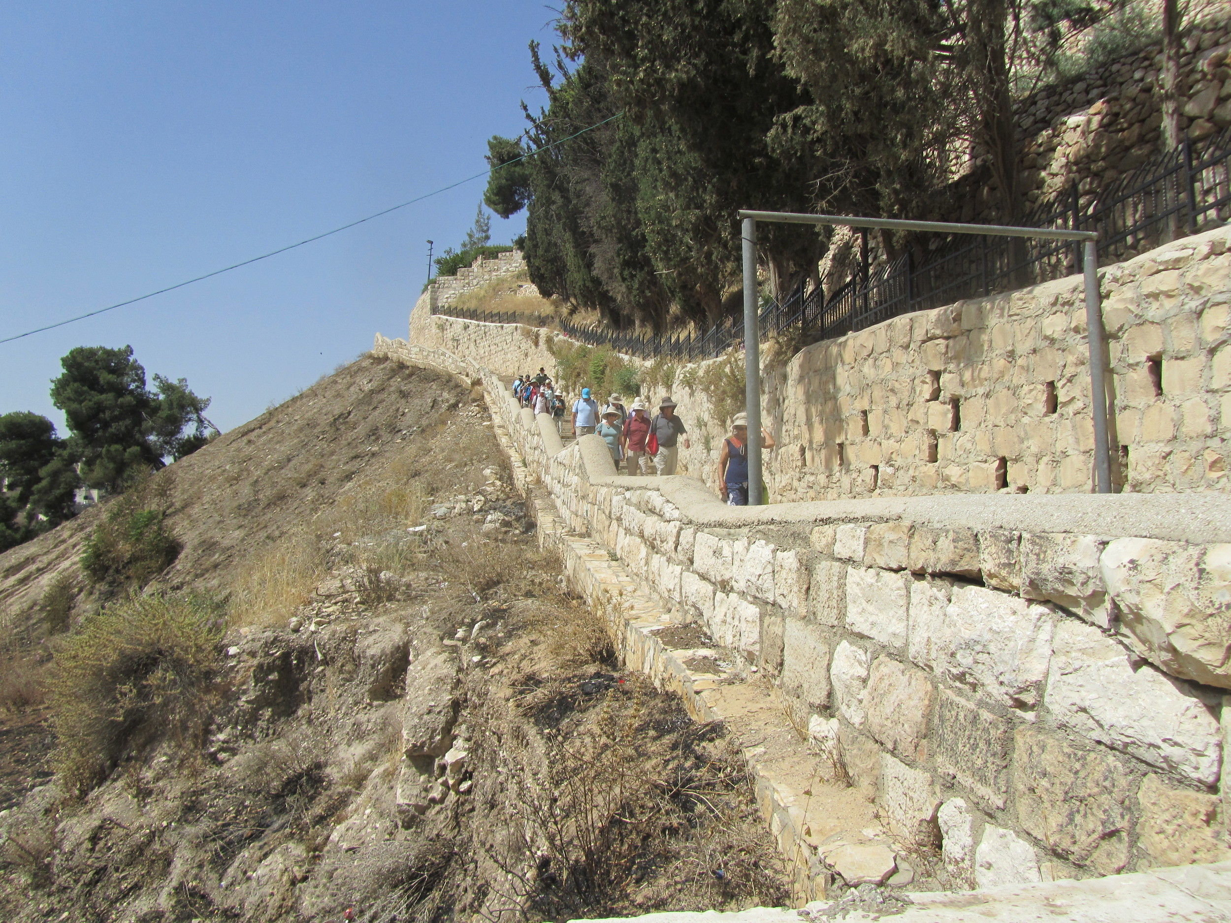 Descending from Jerusalem into the Kidron Valley