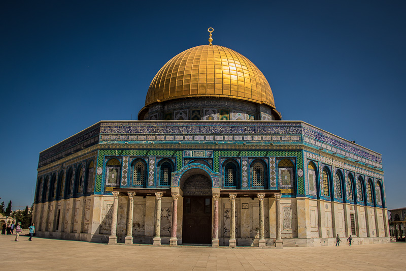 The Temple Mount today is dominated by the impressive and iconic Dome of the Rock, a Muslim mosque. It sits on the very spot where the Jewish temple was constructed and enshrines the massive rock which was the floor of the Temple's Holy of Holies.