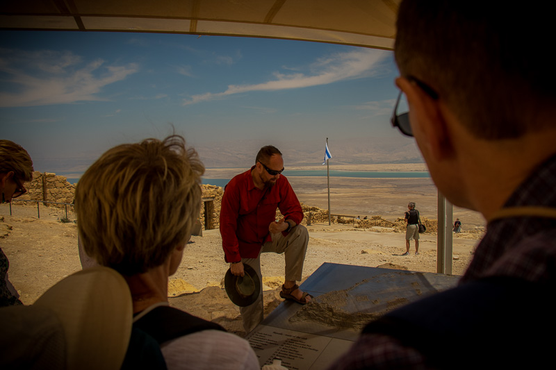 Then we ventured up to Masada, one of King Herod's desert fortresses. Its location high on the top of a mountain with sheer cliffs on all sides makes it a truly formidable defensive stronghold. We learned about and saw in person the stages of construction, habitation, and attack at this famous site.