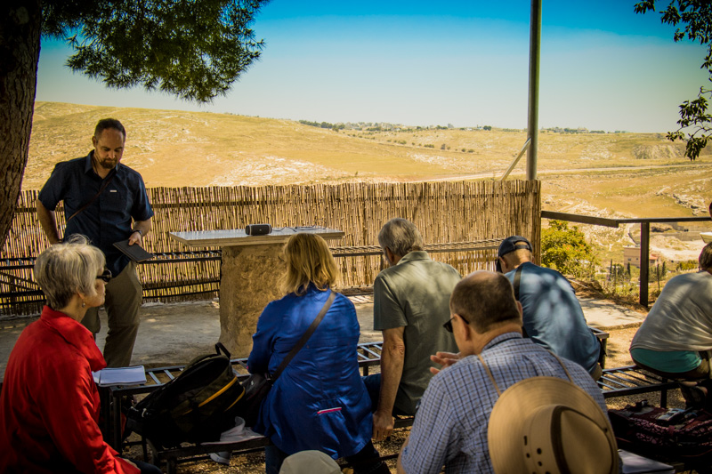Taking some time to worship and reflect under shady trees while looking out over the serenity of the Shepherd's Fields.
