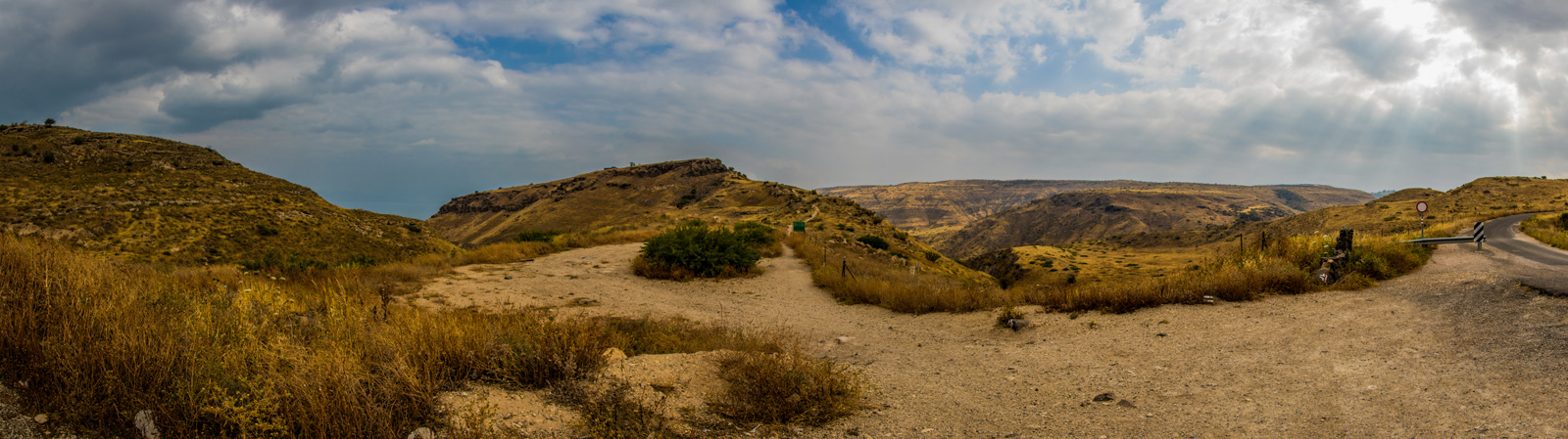 A panorama of the steep-sided ridge on which Hippos was built, one of the ten cities of the Decapolis.