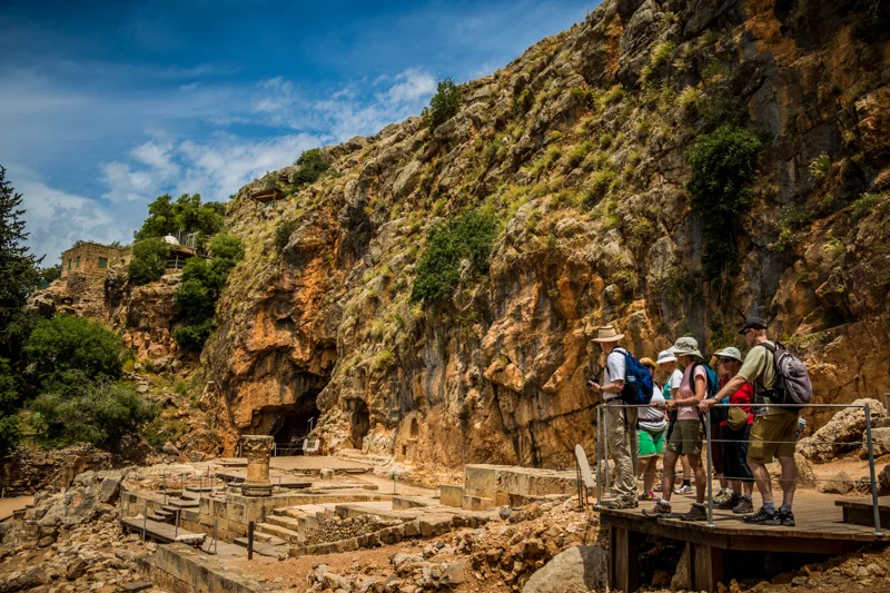We explored the extensive remains of temples dedicated to the Roman god Pan and other pagan gods who were worship here at the cave where the spring of the Jordan River flows. Jesus and his followers probably would not have visited this hotbed of pagan revelry. 