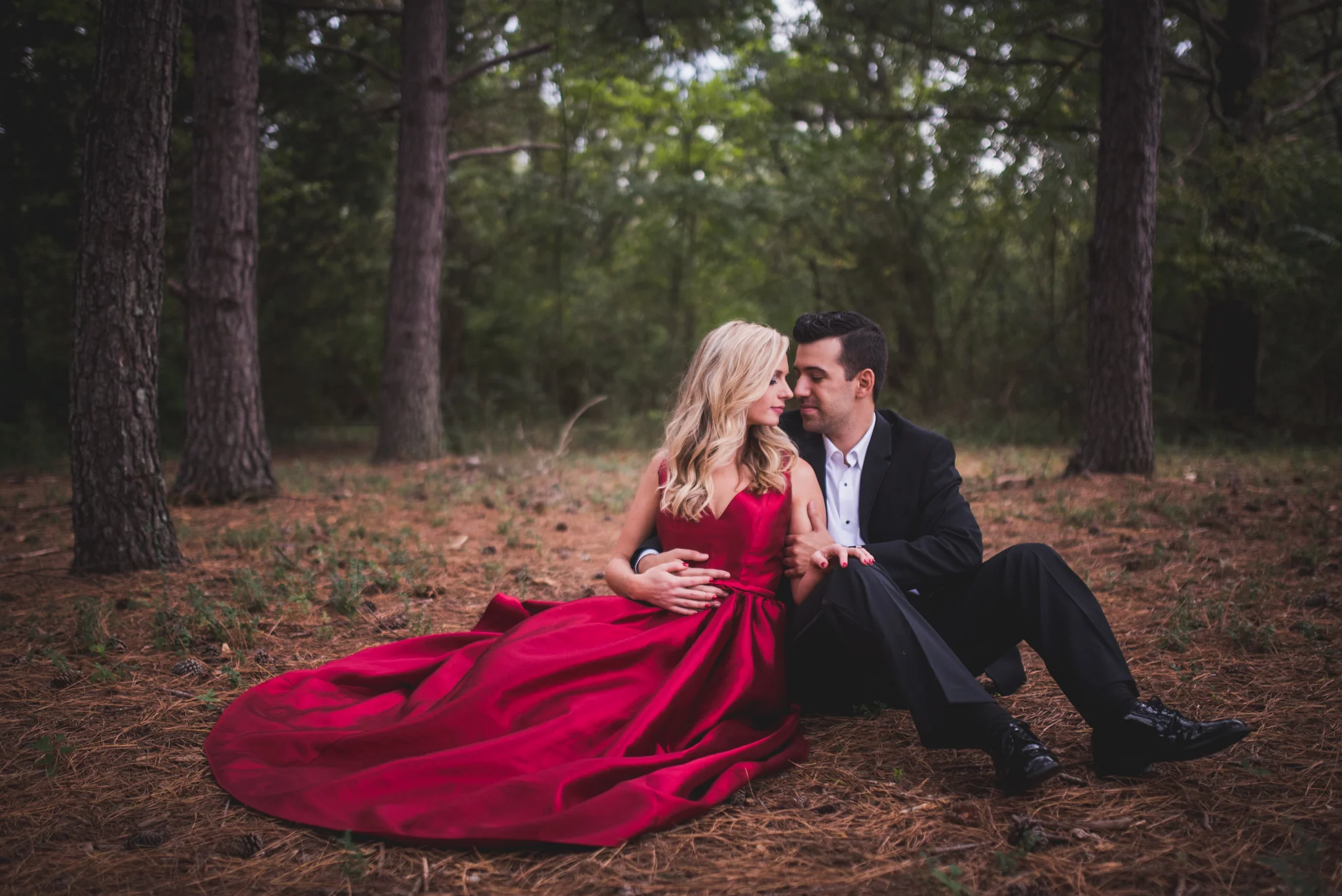 red dress engagement