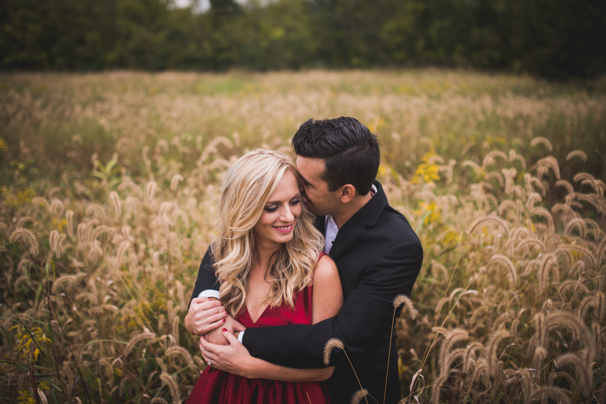 Romantic Red Dress Engagement 