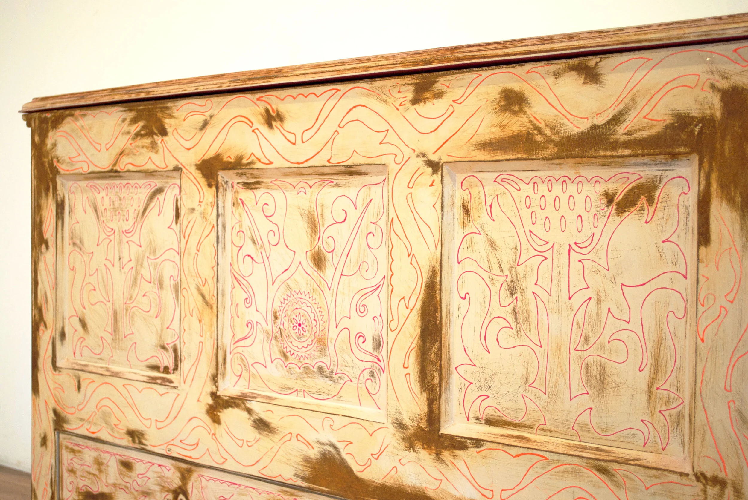 "Good Trouble", 2020.
Painted and rusted steel, and felt.
30" H x 50" W x 20" D.