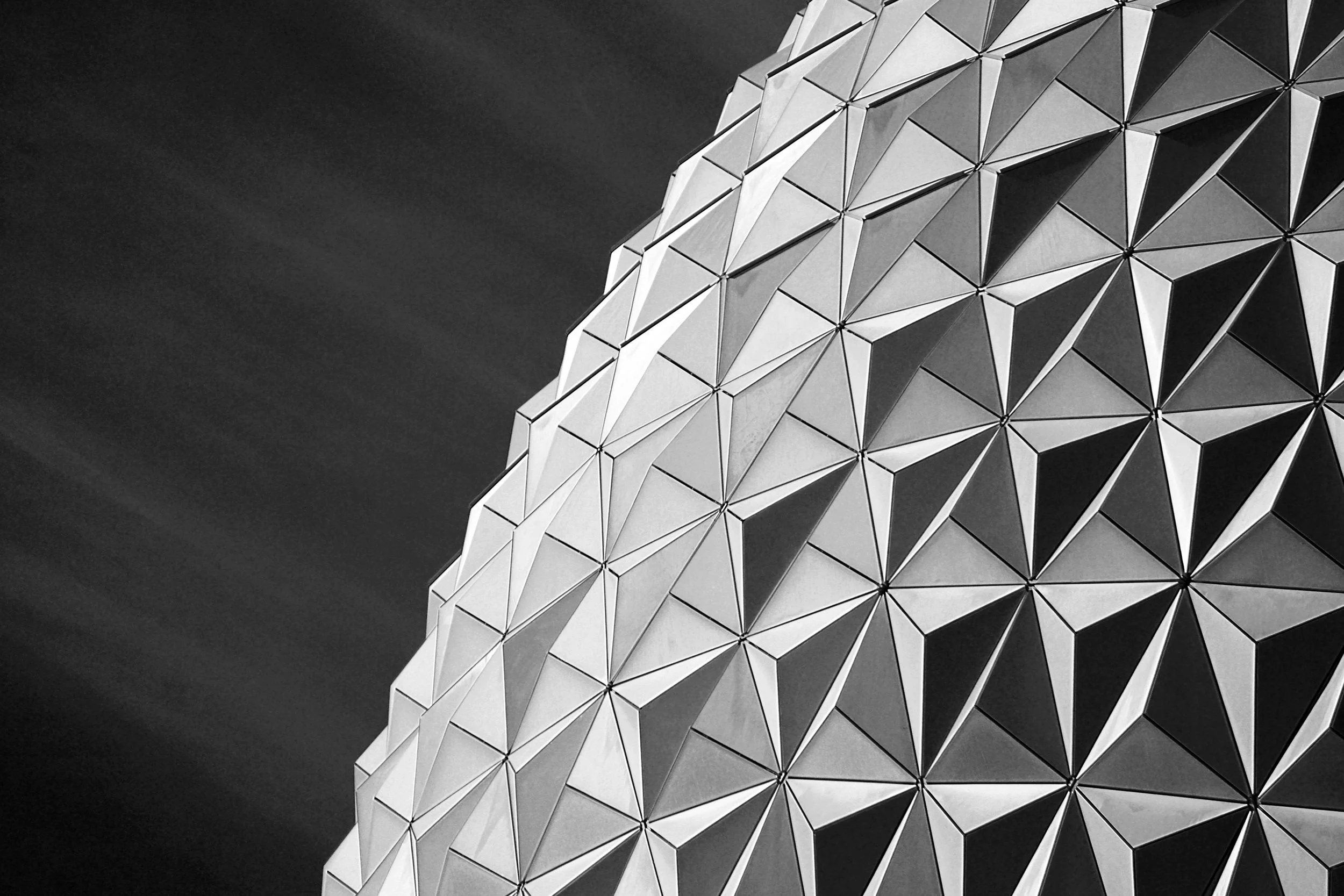 Black and White Abstract Epcot Disney World Building